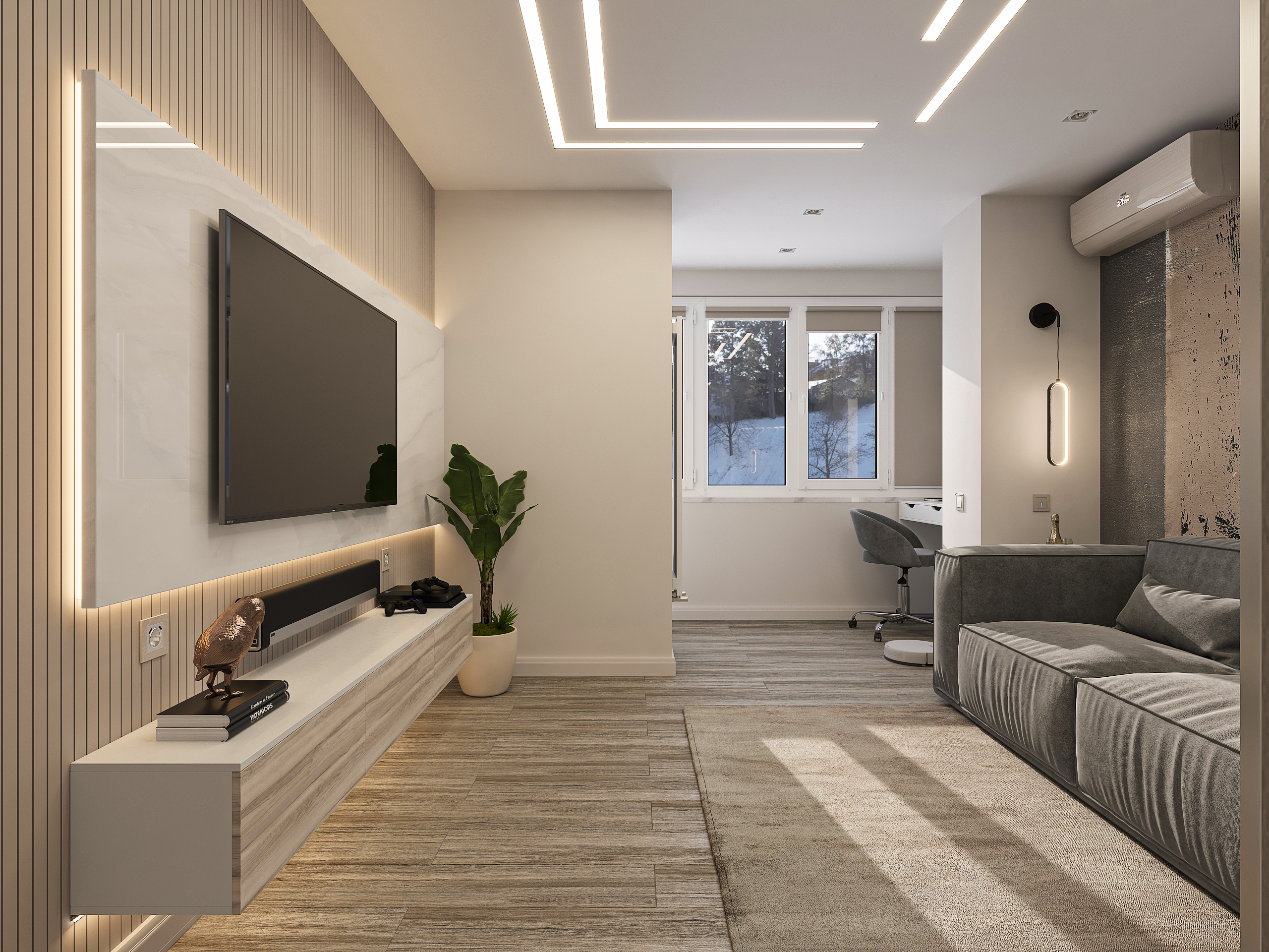 Дизайн интерьера однокомнатной квартиры для холостяка в Самаре