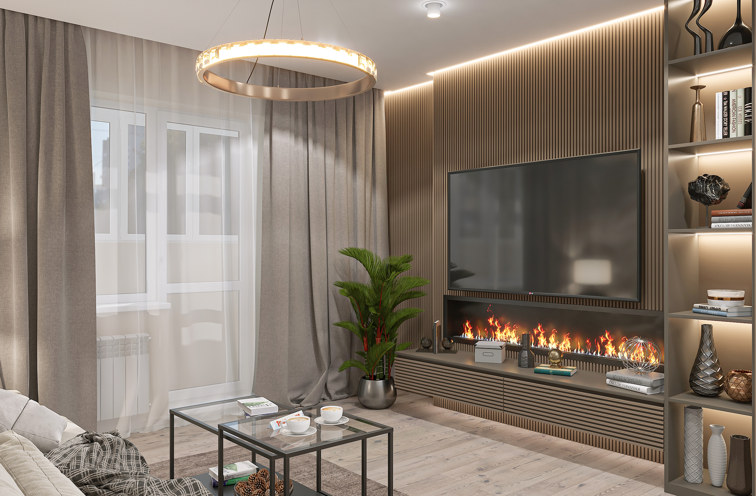 Дизайн-проект гостиной в современном стиле в Самаре