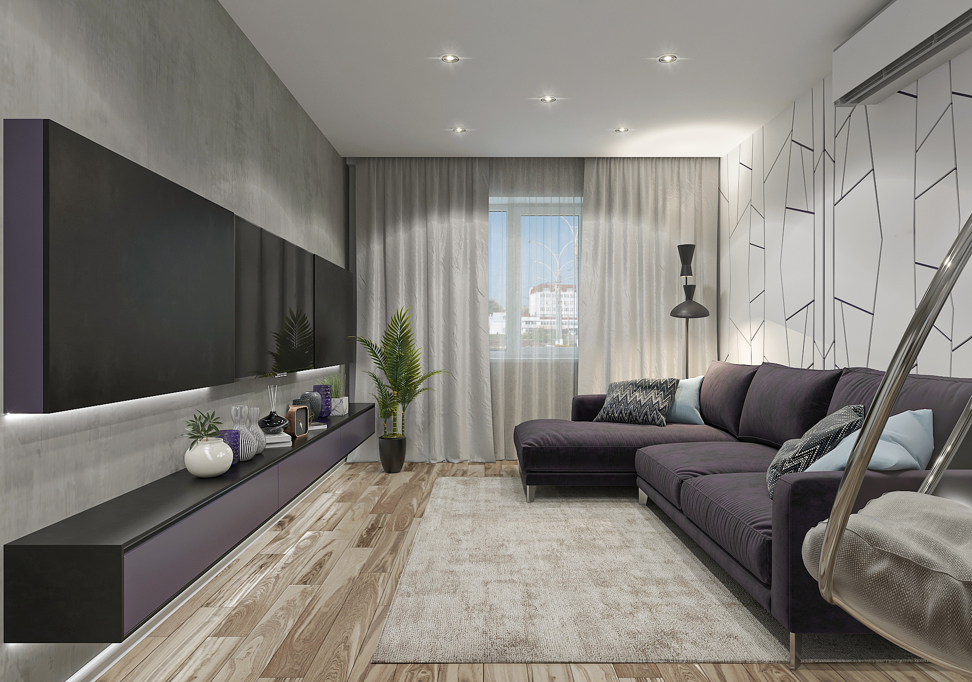 Дизайн-проект гостиной квартиры в ЖК Южный Город в Самаре
