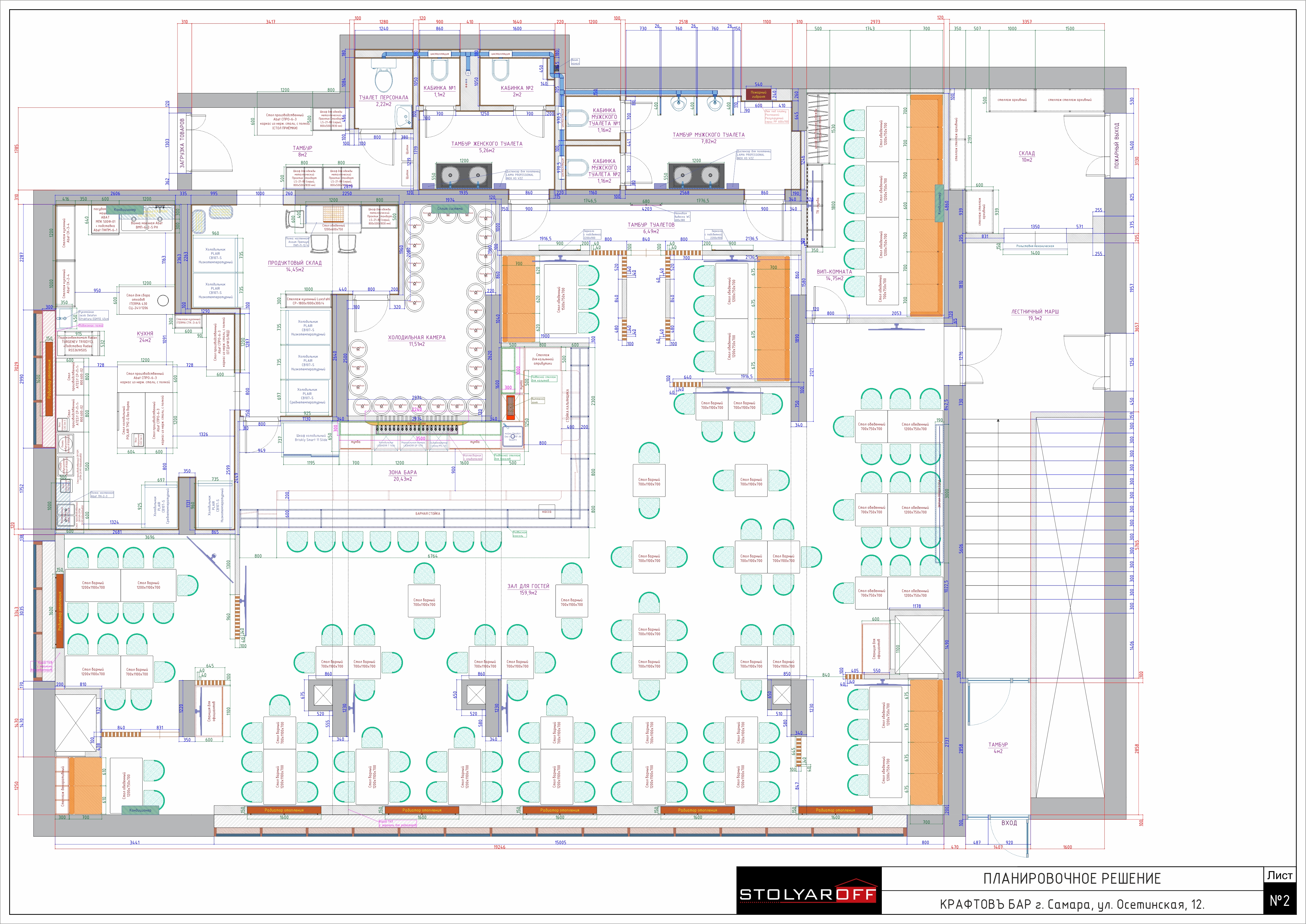 Дизайн-проект бара "КРАФТОВЪ“ на Осетинской в Самаре