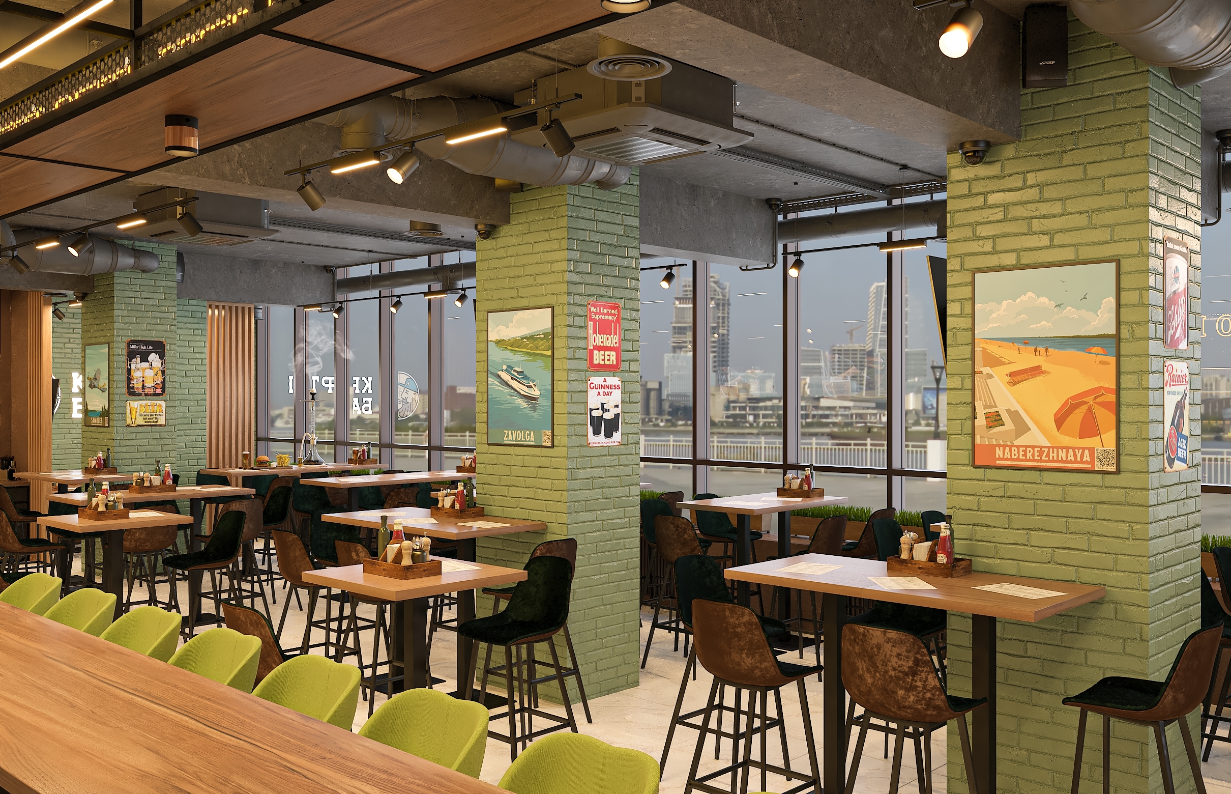 Дизайн-проект бара "КРАФТОВЪ“ на Осетинской в Самаре