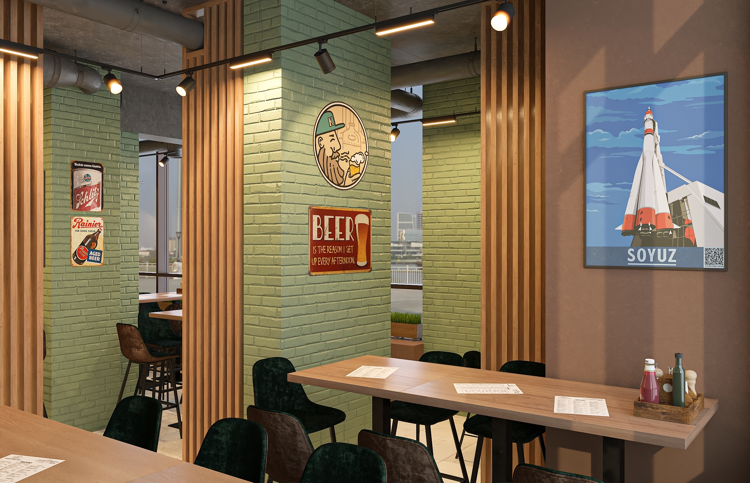 Дизайн-проект бара "КРАФТОВЪ“ на Осетинской в Самаре