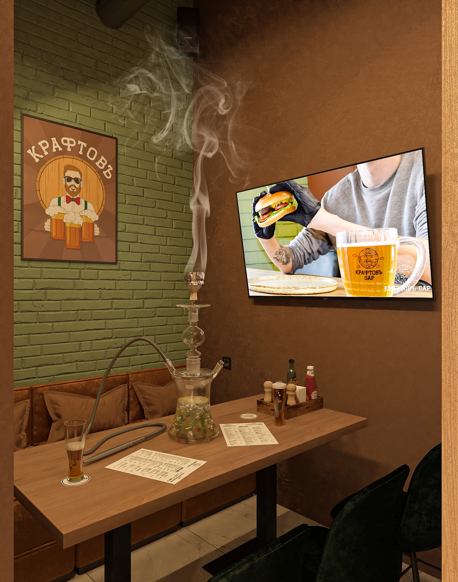 Дизайн-проект бара "КРАФТОВЪ“ на Осетинской в Самаре