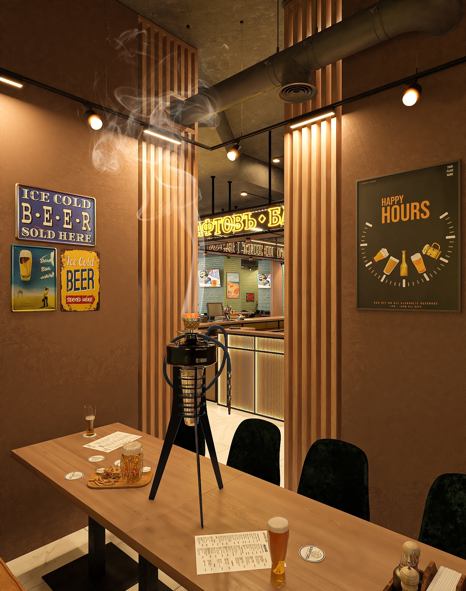 Дизайн-проект бара "КРАФТОВЪ“ на Осетинской в Самаре