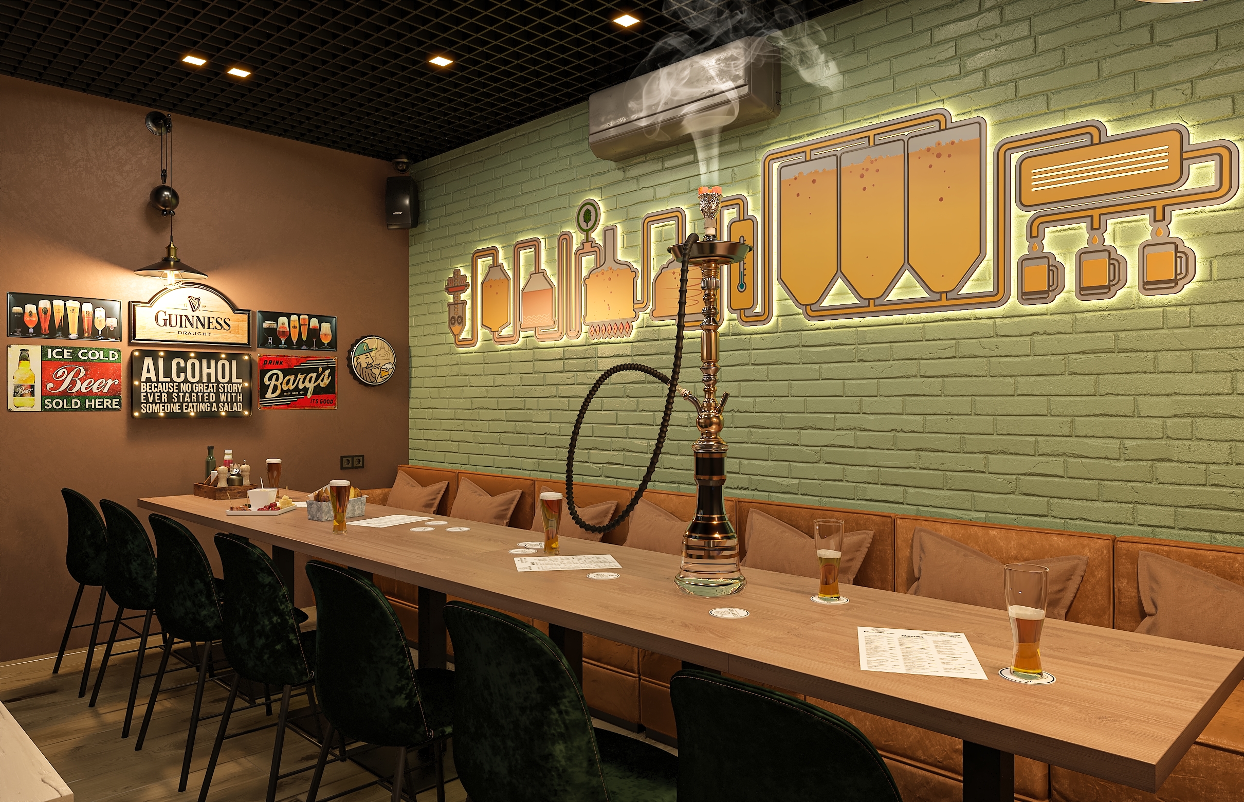Дизайн-проект бара "КРАФТОВЪ“ на Осетинской в Самаре