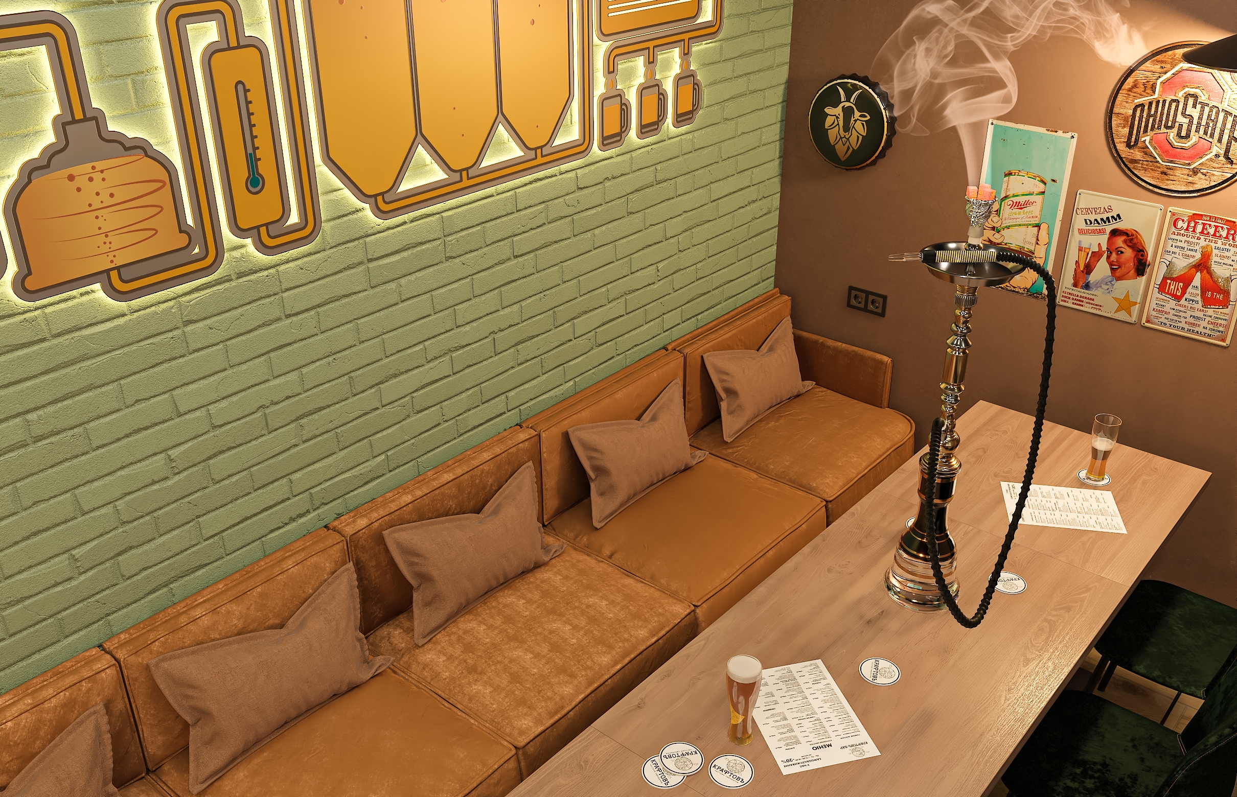 Дизайн-проект бара "КРАФТОВЪ“ на Осетинской в Самаре