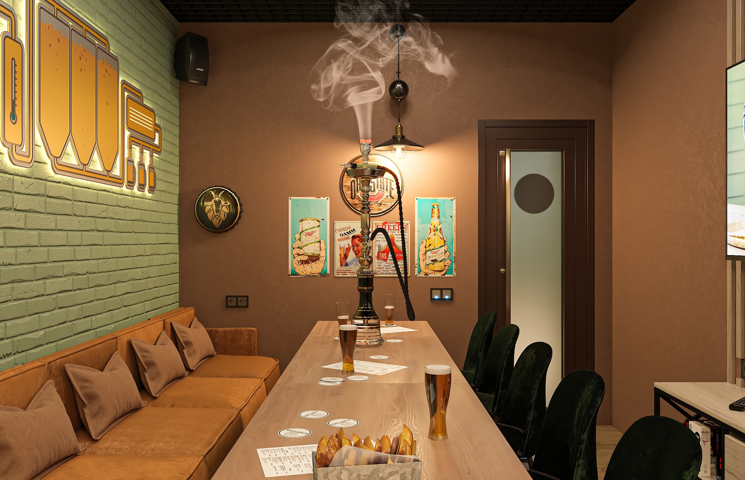 Дизайн-проект бара "КРАФТОВЪ“ на Осетинской в Самаре