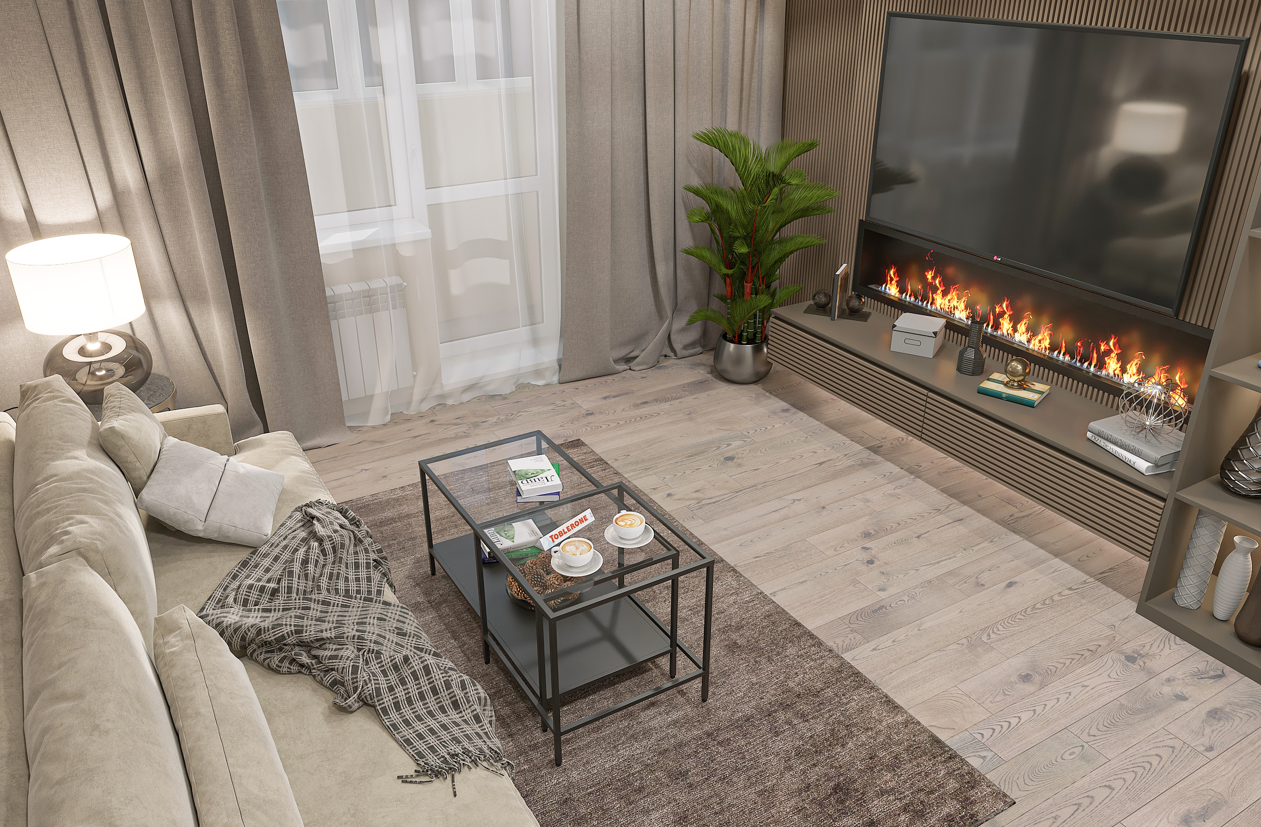 Дизайн-проект гостиной в современном стиле в Самаре