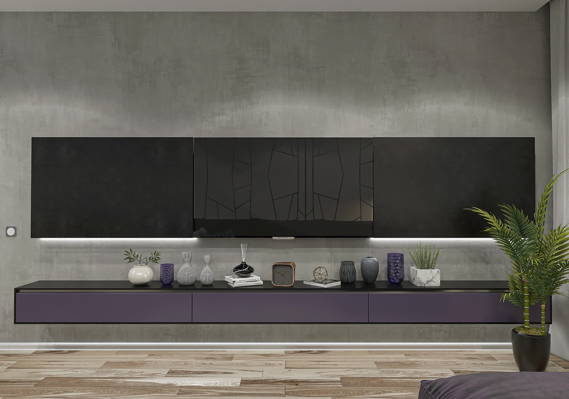 Дизайн-проект гостиной квартиры в ЖК Южный Город в Самаре