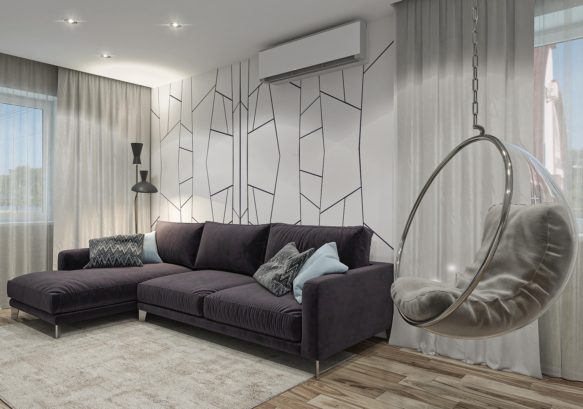 Дизайн-проект гостиной квартиры в ЖК Южный Город в Самаре