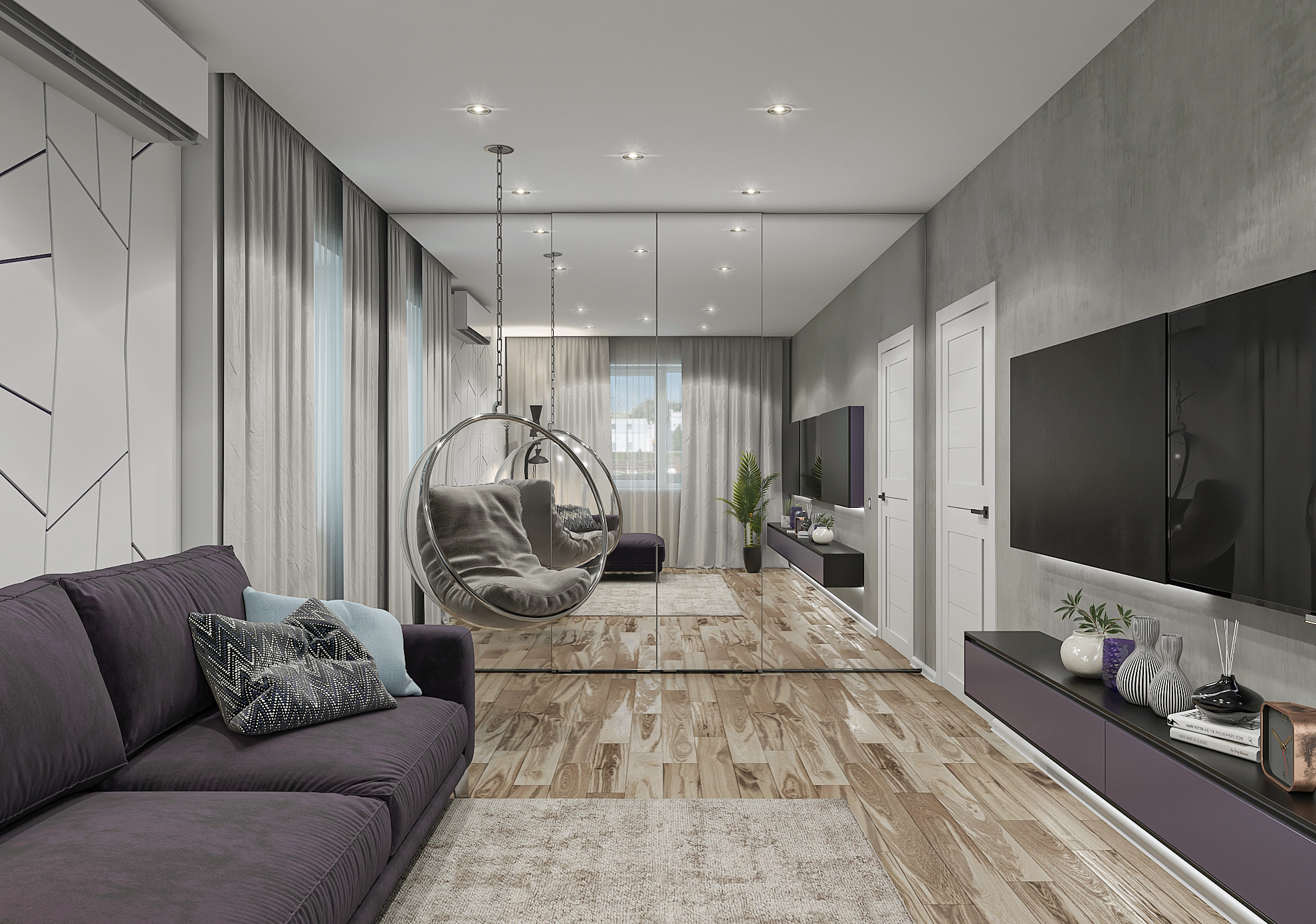 Дизайн-проект гостиной квартиры в ЖК Южный Город в Самаре