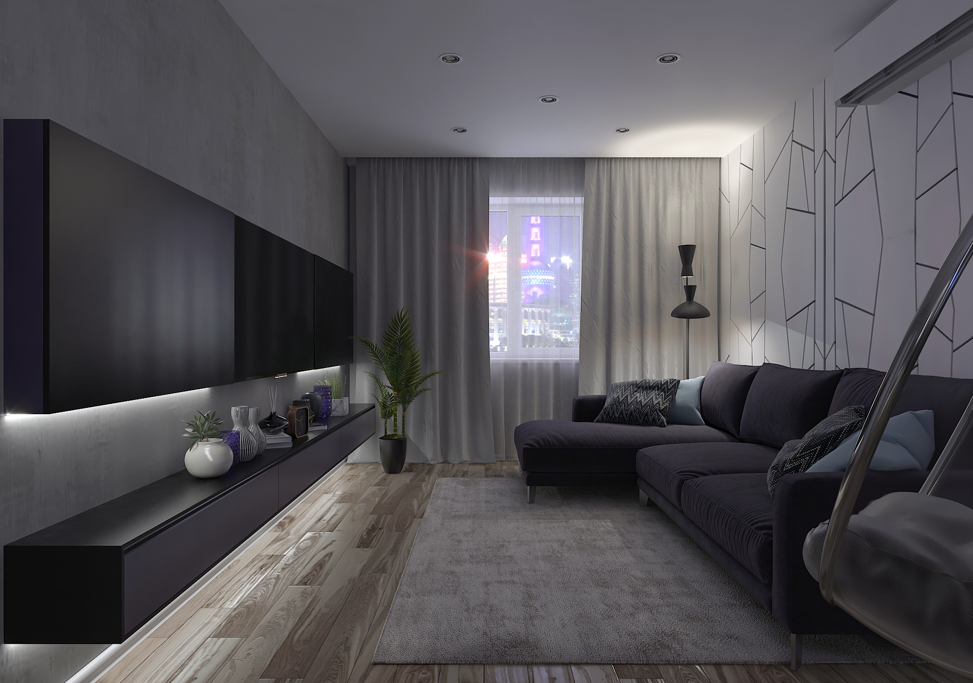 Дизайн-проект гостиной квартиры в ЖК Южный Город в Самаре