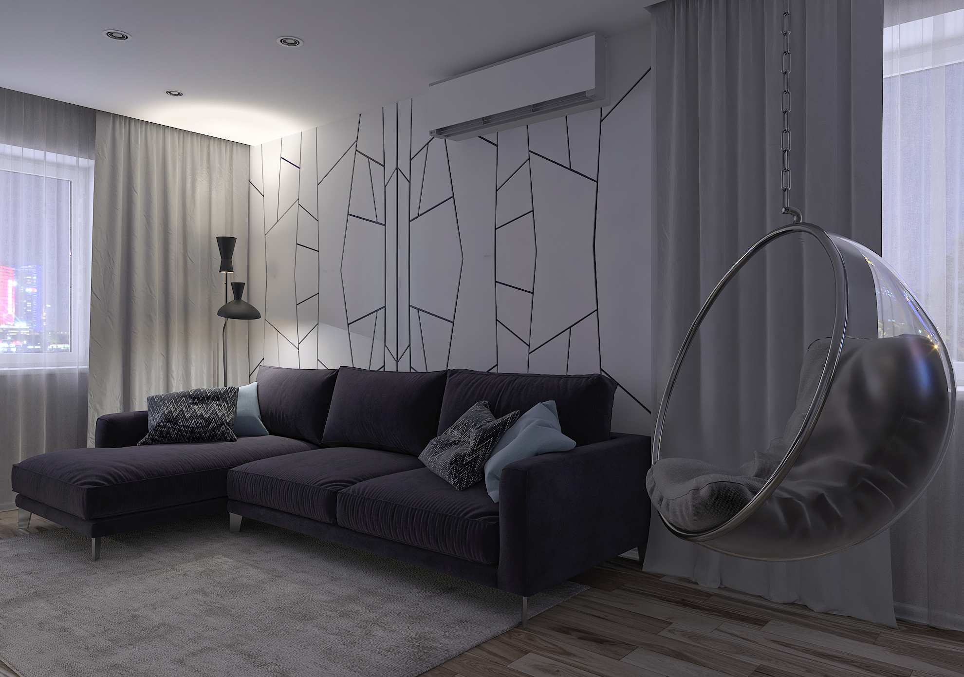 Дизайн-проект гостиной квартиры в ЖК Южный Город в Самаре