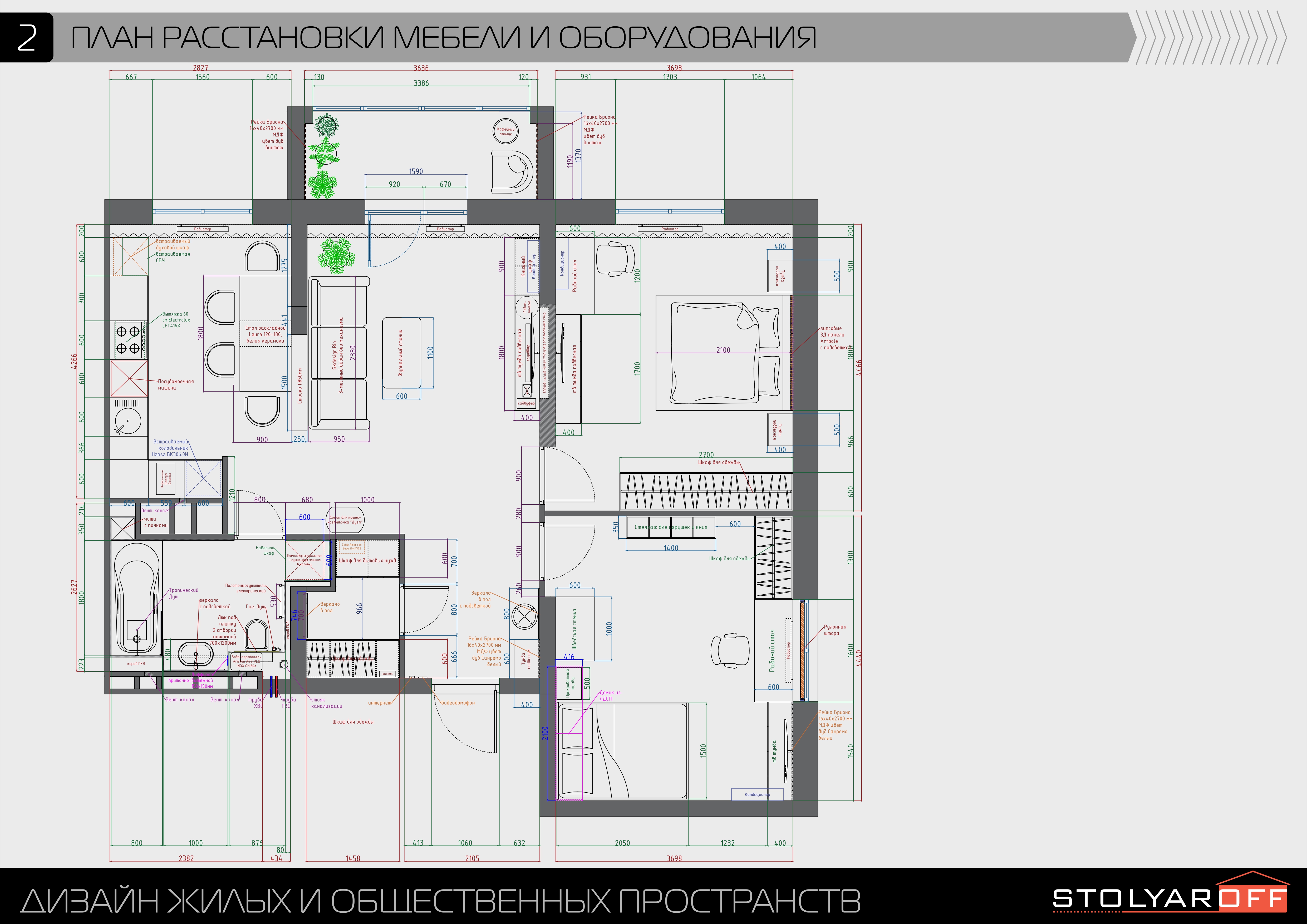 Дизайн-проект трёхкомнатной квартиры для молодой семьи в "ЖК АМГРАД" в Самаре