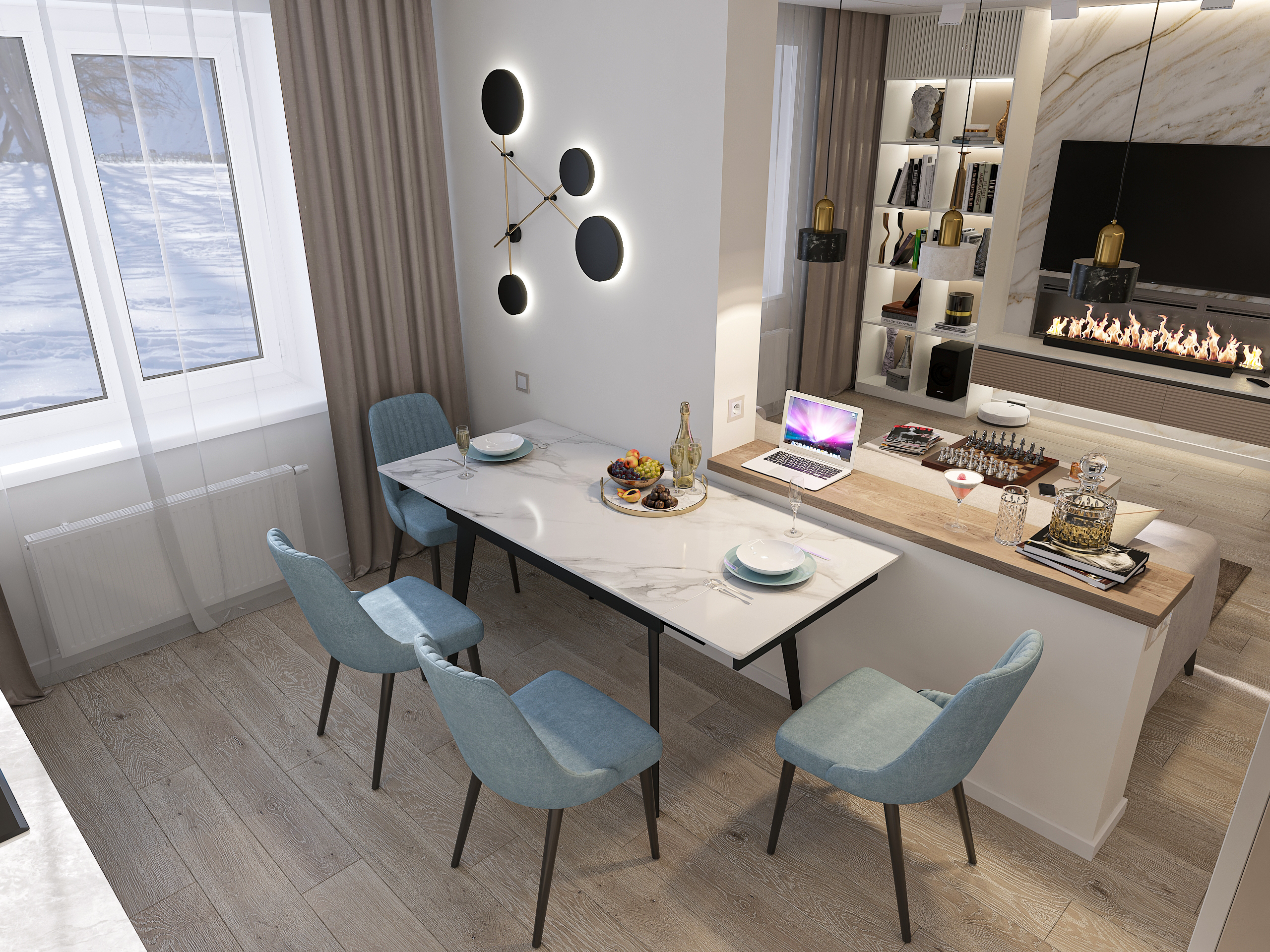 Дизайн-проект трёхкомнатной квартиры для молодой семьи в "ЖК АМГРАД" в Самаре