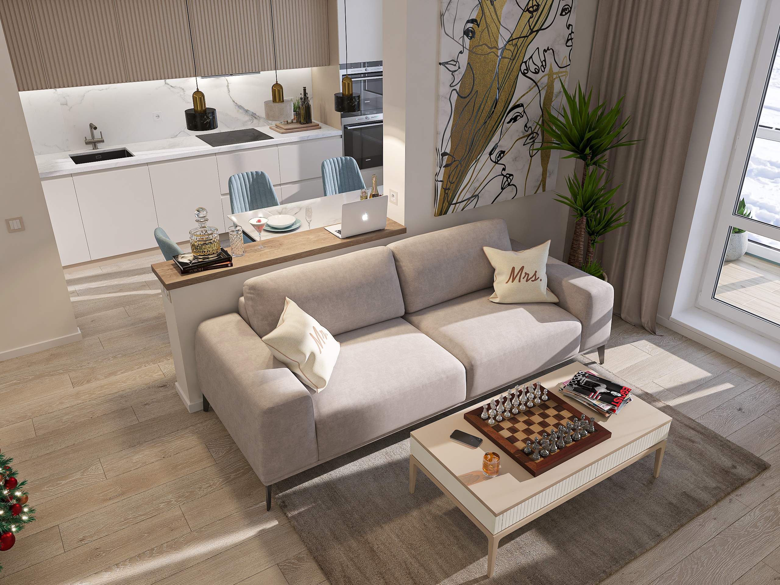 Дизайн-проект трёхкомнатной квартиры для молодой семьи в "ЖК АМГРАД" в Самаре