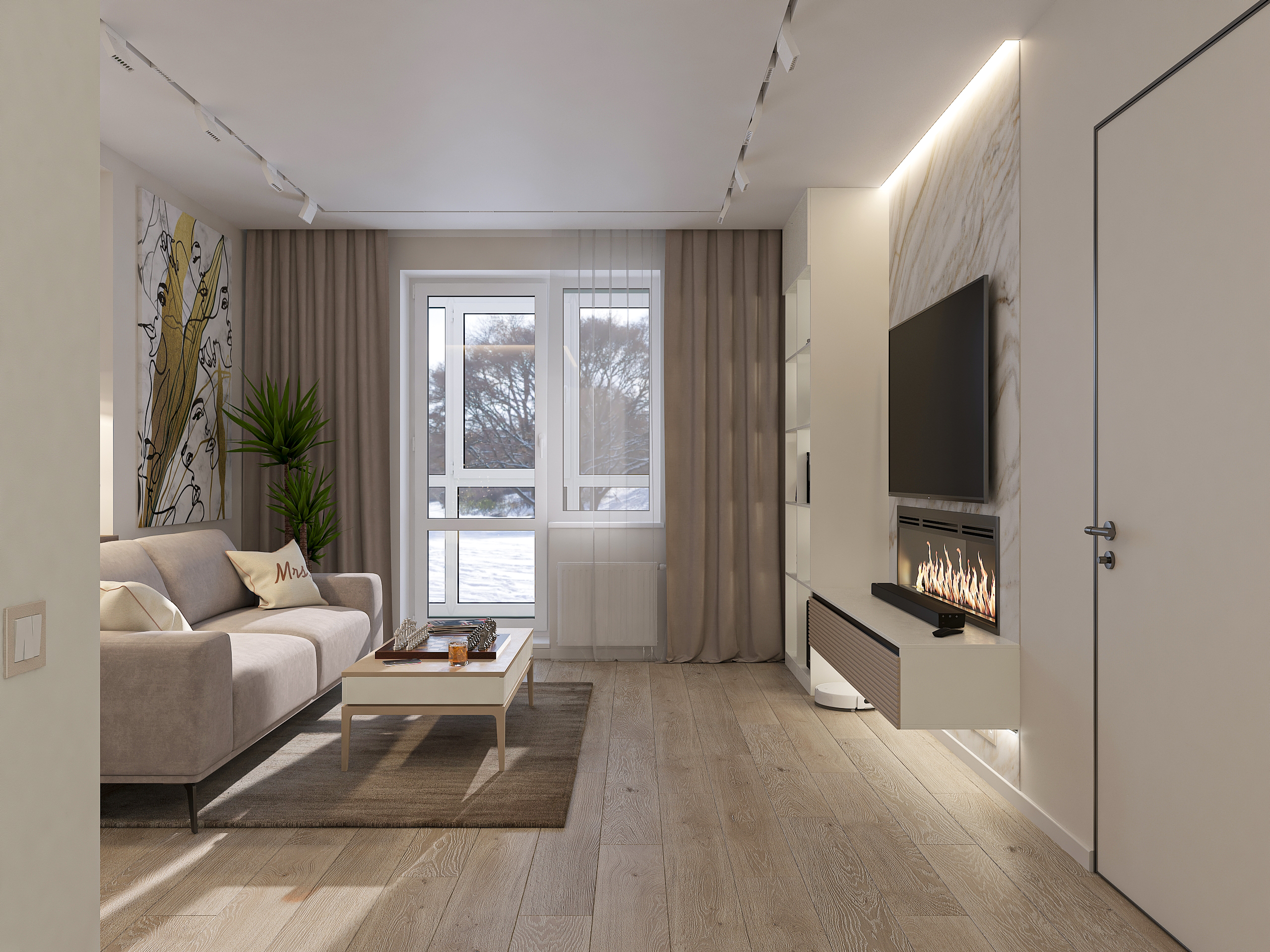 Дизайн-проект трёхкомнатной квартиры для молодой семьи в "ЖК АМГРАД" в Самаре