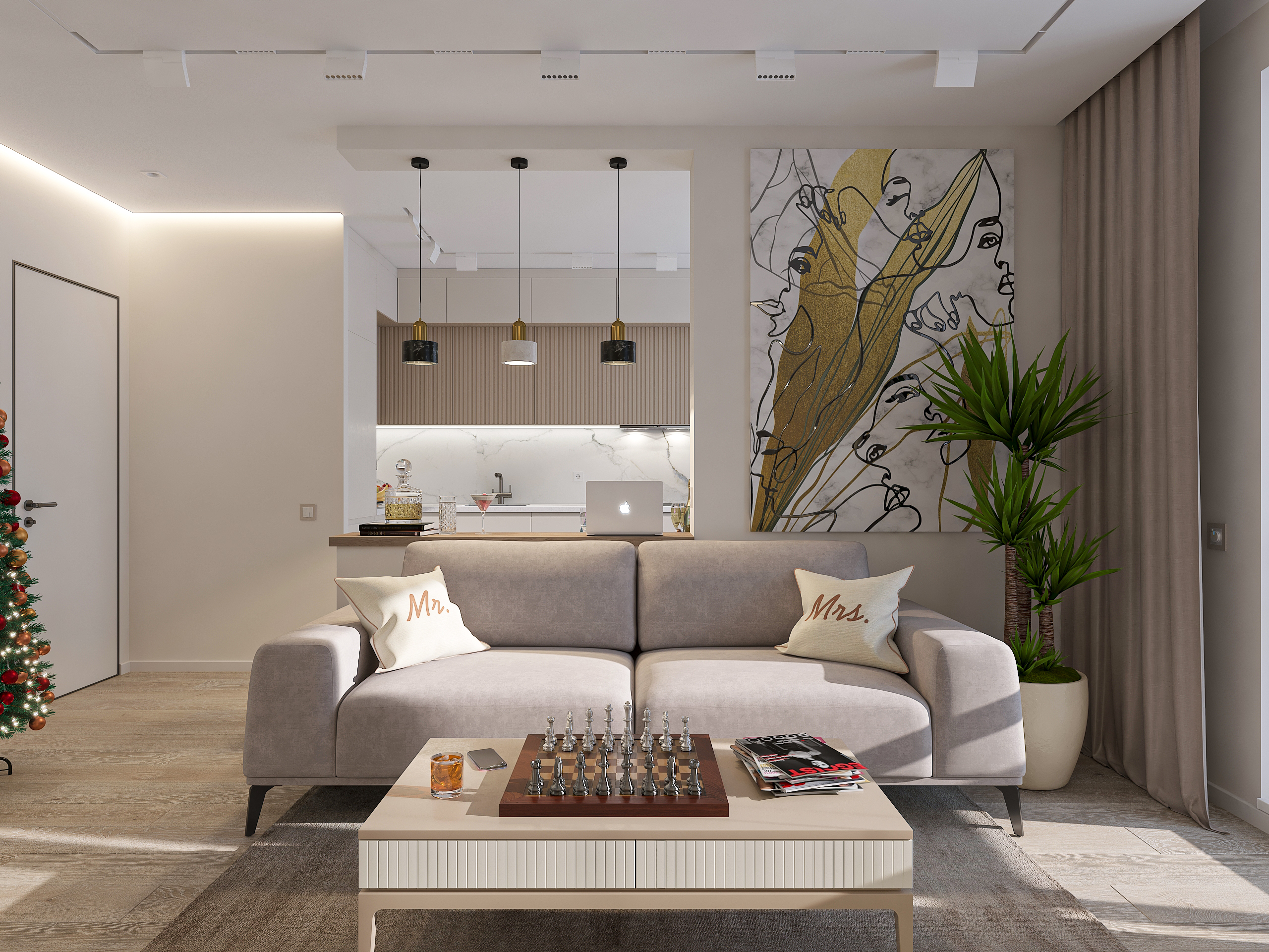 Дизайн-проект трёхкомнатной квартиры для молодой семьи в "ЖК АМГРАД" в Самаре